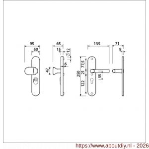 Ami VHB 250/15-145 KT veiligheids knop-kruk langschildgarnituur SKG*** kerntrekbeveiliging ovaal VHB 250/50/15 kerntrek KT 55 knop 145 en deurkruk 369 profielcilinder PC 55 F1 deurdikte 38-42 mm - A10901247 - afbeelding 2