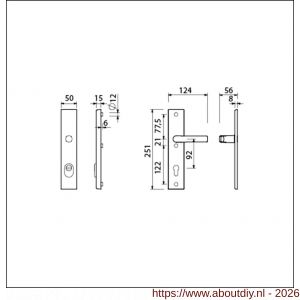 Ami VHB 251/15 KT veiligheidslangschild SKG*** kerntrekbeveiliging VHB 251/50/15 buiten kerntrek KT 92 binnen profielcilinder PC 92 met deurkruk 332 F1 deurdikte 38-42 mm - A10901497 - afbeelding 2