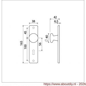 Ami 165/4 RH knopkortschild aluminium rondhoek knop 160/40 vast kortschild 165/4 RH sleutelgat SLG 56 F2 - A10900709 - afbeelding 2