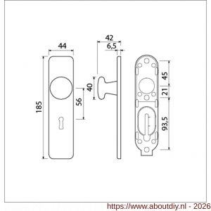 Ami 185/44 Klik knopkortschild aluminium knop 160/40 vast kortschild 185/44 Klik sleutelgat SLG 56 F1 - A10900737 - afbeelding 2