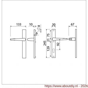 Ami 245/30-357 smalschild-kruk-kruk garnituur deurkruk 357 vastdraaibaar 245/30 blind M5-PC 92 R6,5 F1 deurdikte 53-57 mm - A10900146 - afbeelding 2