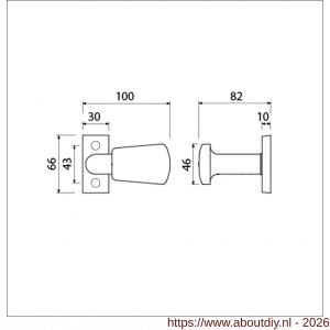 Ami 65/30-166 smalrozet knop combinatie knop 166 vastdraaibaar 65/30 R6.5 hartafstand 43 mm F1 - A10900416 - afbeelding 2