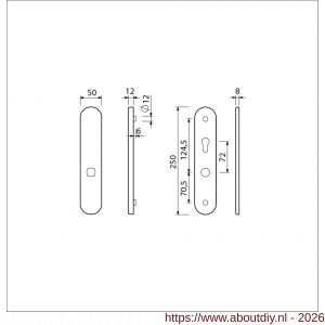 Ami VHB 250/50/1 senioren veiligheidslangschild SKG** Archi Design ovaal omkeer VHB 250/50/1 buiten blind en binnen profielcilinder PC 72 omkeer Irox deurdikte 38-42 mm - A10901384 - afbeelding 2