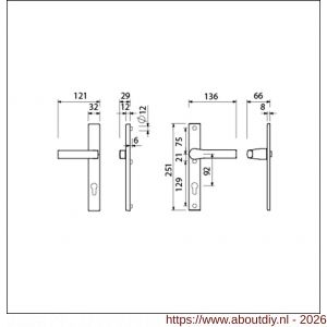 Ami VHB 251/32-353 veiligheids Rotaveer kruk-kruk smalschildgarnituur SKG** VHB 251/32 profielcilinder PC 92 deurkruk 353 vastdraaibaar F1 en deurkruk 379 Rota 251/32 profielcilinder PC 92 deurdikte 53-57 mm - A10900896 - afbeelding 2