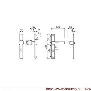 Ami VHB 251/32-169/50-379 veiligheids Rotaveer knop-kruk smalschildgarnituur SKG** VHB 251/32 profielcilinder PC 72 knop 169/50 F1 en deurkruk 379 Rota 251/32 profielcilinder PC 72 deurdikte 53-57 mm - A10900873 - afbeelding 2