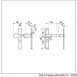 Ami VHB 251/32-173-379 veiligheids Rotaveer knop-kruk smalschildgarnituur SKG** VHB knop 173 Rota 251/32 profielcilinder PC 55 F1 en deurkruk 379 Rota 251/32 profielcilinder PC 55 deurdikte 53-57 mm - A10901759 - afbeelding 2