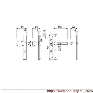 Ami VHB 251/32-173-379 veiligheids Rotaveer knop-kruk smalschildgarnituur SKG** VHB knop 173 Rota 251/32 profielcilinder PC 72 F1 en deurkruk 379 Rota 251/32 profielcilinder PC 72 deurdikte 53-57 mm - A10901760 - afbeelding 2