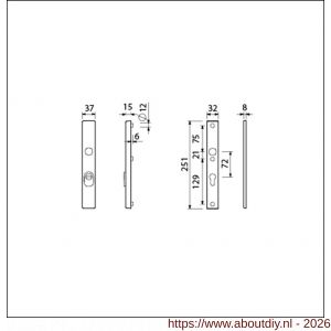 Ami VHB 251/37 KT veiligheidssmalschild SKG*** kerntrekbeveiliging VHB 251/37 buiten kerntrek KT 72 en 251/32 binnen profielcilinder PC 72 F1 deurdikte 53-57 mm - A10901625 - afbeelding 2
