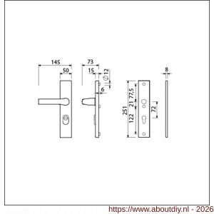Ami VHB 251/15-379 KT veiligheids Rotaveer kruk-kruk langschildgarnituur SKG*** kerntrekbeveiliging VHB 251/50/15 kerntrek KT 72 Rota kruk 379 profielcilinder PC 72 F1 deurdikte 38-42 mm - A10901234 - afbeelding 2