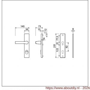 Ami VHB 251/15-379 KT veiligheids Rotaveer kruk-kruk langschildgarnituur SKG*** kerntrekbeveiliging VHB 251/50/15 kerntrek KT 92 Rota kruk 379 profielcilinder PC 92 F1 deurdikte 38-42 mm - A10901236 - afbeelding 2