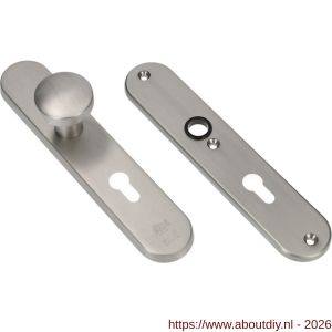 Ami VHB 250/50/1-169/50 veiligheidsvoordeur-knoplangschildgarnituur SKG*** Archi Design ovaal VHB 250/50/1 knop 169/50 profielcilinder PC 55 zonder deurkruk Irox deurdikte 38-42 mm - A10901053 - afbeelding 1