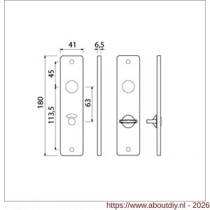 Ami 180/41 RH kortschild aluminium rondhoek toilet- en badkamersluiting WC 8/63 mm F2 - A10900576 - afbeelding 2