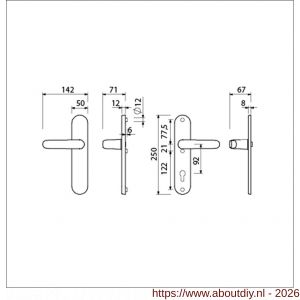 Ami VHB 250/50/1-378 veiligheids Rotaveer kruk-kruk langschildgarnituur SKG*** ovaal VHB deurkruk 378 Rota 250/50/1 blind en deurkruk 378 Rota profielcilinder PC 92 deurdikte 53-57 mm F1 - A10901219 - afbeelding 2