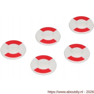 Ami deurbeslag indicatieplaatje kunststof rood-wit 5 mm stergat set 5 stuks - A10900216 - afbeelding 1
