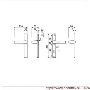 Ami VHB 251/32-379 veiligheids Rotaveer kruk-kruk smalschildgarnituur SKG** VHB deurkruk 379 Rota 251/32 blind F1 en deurkruk 379 Rota 251/32 profielcilinder PC 92 deurdikte 53-57 mm - A10900888 - afbeelding 2
