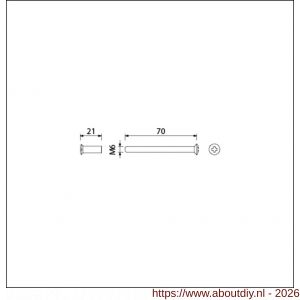 Ami deurbeslag patentbout compleet met huls RVS M6x70 mm schroef en huls RVS set 10 stuks - A10900213 - afbeelding 2