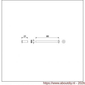 Ami deurbeslag patentbout compleet met huls RVS M6x80 mm schroef en huls RVS set 10 stuks - A10900215 - afbeelding 2