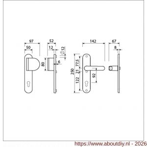 Ami VHB 250/50/1-90/83-378 veiligheids Rotaveer duwer-kruk langschildgarnituur SKG*** ovaal VHB 250/50/1 profielcilinder PC 92 deurduwer 90/83 rechts en deurkruk 378 Rota deurdikte 53/57 mm F1 - A10900963 - afbeelding 2