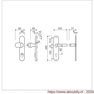 Ami VHB 250/15-145 KT veiligheids knop-kruk langschildgarnituur SKG*** kerntrekbeveiliging ovaal VHB 250/50/15 kerntrek KT 92 knop 145 en deurkruk 369 profielcilinder PC 92 F1 deurdikte 38-42 mm - A10901255 - afbeelding 2