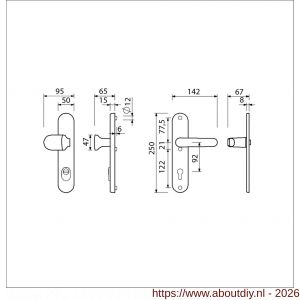 Ami VHB 250/15-145-378 KT veiligheids Rotaveer knop-kruk langschildgarnituur SKG*** kerntrekbeveiliging ovaal VHB knop 145 250/50/15 kerntrek KT 92 binnen profielcilinder PC 92 en deurkruk 378 Rota F1 deurdikte 38-42 mm - A10901245 - afbeelding 2