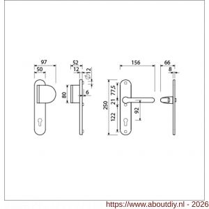 Ami VHB 250/50/1-90/83-386 veiligheids Rotaveer duwer-kruk langschildgarnituur SKG*** ovaal VHB 250/50/1 profielcilinder PC 92 deurduwer 90/83 rechts en deurkruk 386 Rota deurdikte 38-42 mm F1 - A10901133 - afbeelding 2