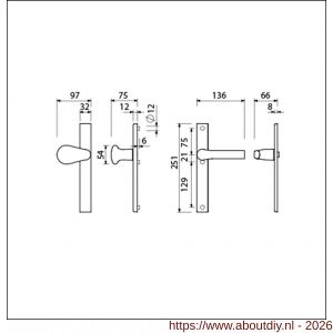 Ami VHB 251/32-173-379 veiligheids Rotaveer knop-kruk smalschildgarnituur SKG** VHB knop 173 Rota 251/32 blind F1 en deurkruk 379 Rota 251/32 blind deurdikte 53-57 mm - A10901758 - afbeelding 2