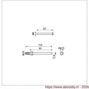 Ami bevestigingsschroeven veiligheidsschilden VHB voordeur deurdikte 53-57 mm gelagerde wisselstift 8x100 Varo ring en 3 schroeven M6x67 mm - A10901672 - afbeelding 2