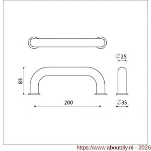 Ami 200 deurgrepen enkelgebogen 200 mm F1 deurdikte 38/61 mm paar - A10900435 - afbeelding 2