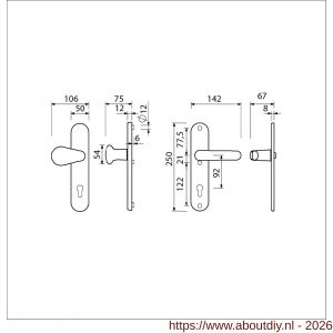 Ami VHB 250/50/1-173-378 veiligheids Rotaveer kruk-kruk langschildgarnituur SKG*** ovaal VHB deurkruk 173/378 Rota 250/50/1 profielcilinder PC 92 Irox deurdikte 38-42 mm Archi Design - A10900924 - afbeelding 2