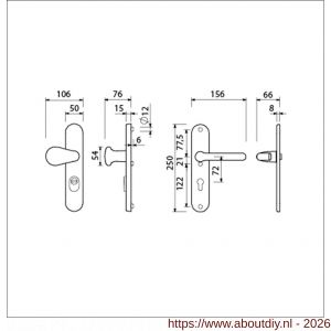 Ami VHB 250/15-173-386 KT veiligheids Rotaveer knop-kruk langschildgarnituur SKG*** kerntrekbeveiliging VHB 173 knop 386 Rota 250/50/15 buiten kerntrek KT 72 en binnen profielcilinder PC 72 F1 deurdikte 38-42 mm - A10901310 - afbeelding 2