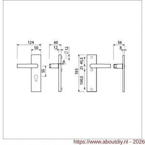 Ami VHB 193/50 veiligheidskortschild SKG*** VHB 193/50 buiten profielcilinder PC 55 en binnen blind met deurkruk 332 F1 deurdikte 38-42 mm - A10901355 - afbeelding 2