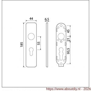 Ami 185/44 Klik kortschild aluminium profielcilinder PC 55 zwart RAL 9005 structuur finish - A10900605 - afbeelding 2