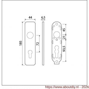 Ami 185/44 Klik kortschild aluminium profielcilinder PC 72 zwart RAL 9005 structuur finish - A10900606 - afbeelding 2