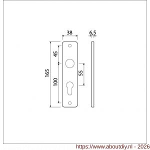 Ami 165/4 RH kortschild aluminium rondhoek profielcilinder PC 55 F1 - A10900507 - afbeelding 2