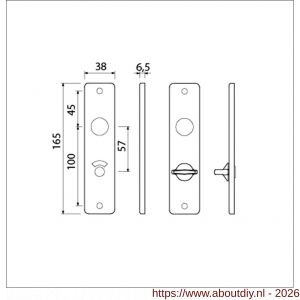 Ami 165/4 RH kortschild aluminium rondhoek toilet- en badkamersluiting WC 5/57 mm F1 - A10900511 - afbeelding 2