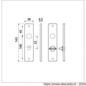 Ami 165/4 RH kortschild aluminium rondhoek toilet- en badkamersluiting WC 8/55 mm F1 - A10900512 - afbeelding 2