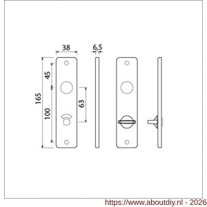 Ami 165/4 RH kortschild aluminium rondhoek toilet- en badkamersluiting WC 8/63 mm F1 - A10900513 - afbeelding 2