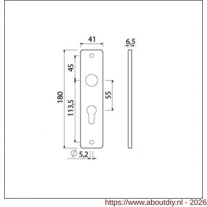 Ami 180/41 RH kortschild aluminium rondhoek profielcilinder PC 55 F2 - A10900568 - afbeelding 2