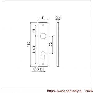 Ami 180/41 RH kortschild aluminium rondhoek profielcilinder PC 72 F2 - A10900569 - afbeelding 2