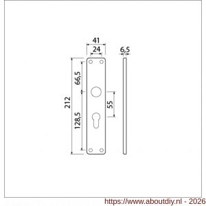 Ami 212/41 RH langschild aluminium rondhoek profielcilinder PC 55 F1 - A10900631 - afbeelding 2