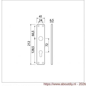 Ami 212/41 RH langschild aluminium rondhoek profielcilinder PC 72 F1 - A10900632 - afbeelding 2