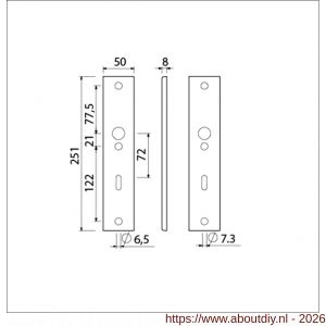 Ami 251/50/8 langschild aluminium sleutelgat SLG 72 F1 R6,5/R7,3 - A10901736 - afbeelding 2