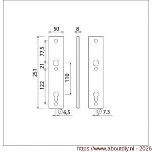 Ami 251/50/8 langschild aluminium profielcilinder PC 110 F1 R6,5/R7,3 - A10901739 - afbeelding 2