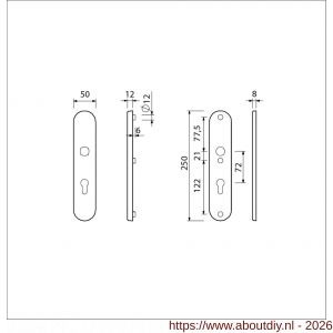 Ami VHB 250/50/1 veiligheidslangschild SKG*** ovaal VHB 250/50/1 buiten en binnen F1 profielcilinder PC 72 deurdikte 53-57 mm - A10900916 - afbeelding 2