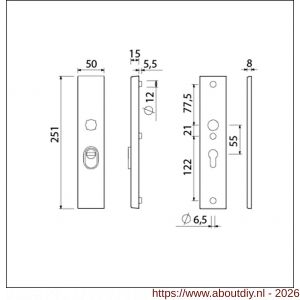 Ami VHB 251/15 KT veiligheidslangschild SKG*** kerntrekbeveiliging VHB 251/50/15 buiten kerntrek KT 55 en binnen profielcilinder PC 55 zwart deurdikte 38-42 mm - A10901517 - afbeelding 2