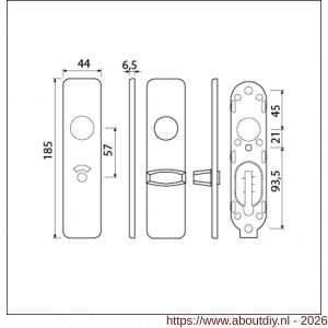Ami 185/44 Klik kortschild aluminium toilet- en badkamersluiting WC 5/57 mm zwart RAL 9005 structuur finish toilet- en badkamersluiting WC knop Ami groot - A10900609 - afbeelding 2