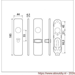 Ami 185/44 Klik kortschild aluminium toilet- en badkamersluiting WC 8/55 mm zwart RAL 9005 structuur finish toilet- en badkamersluiting WC knop Ami groot - A10900610 - afbeelding 2