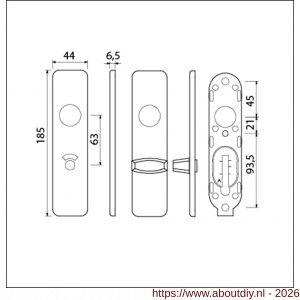 Ami 185/44 Klik kortschild aluminium toilet- en badkamersluiting WC 8/63 mm zwart RAL 9005 structuur finish toilet- en badkamersluiting WC knop Ami groot - A10900611 - afbeelding 2