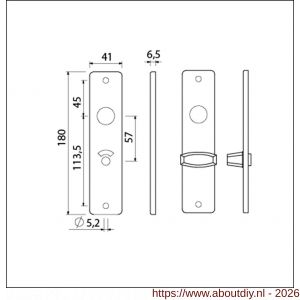 Ami 180/41 RH kortschild aluminium rondhoek toilet- en badkamersluiting WC 5/57 mm zwart RAL 9005 structuur finish - A10900586 - afbeelding 2
