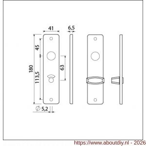 Ami 180/41 RH kortschild aluminium rondhoek toilet- en badkamersluiting WC 8/63 mm zwart RAL 9005 structuur finish - A10900588 - afbeelding 2